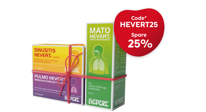 Anzeige: 25% auf das Produktbundle von Hevert mit Sinusitis, Mato und Pulmo.